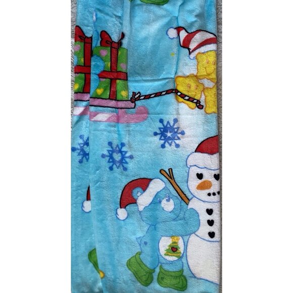Care Bears Christmas Blanket Throw BLUE 50 X 70” Snowman Holiday Sled Viral NEW - Picture 14 of 16